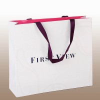 Luxury Customized red Hot Stamping gift packaging shopping bag with printed Logo